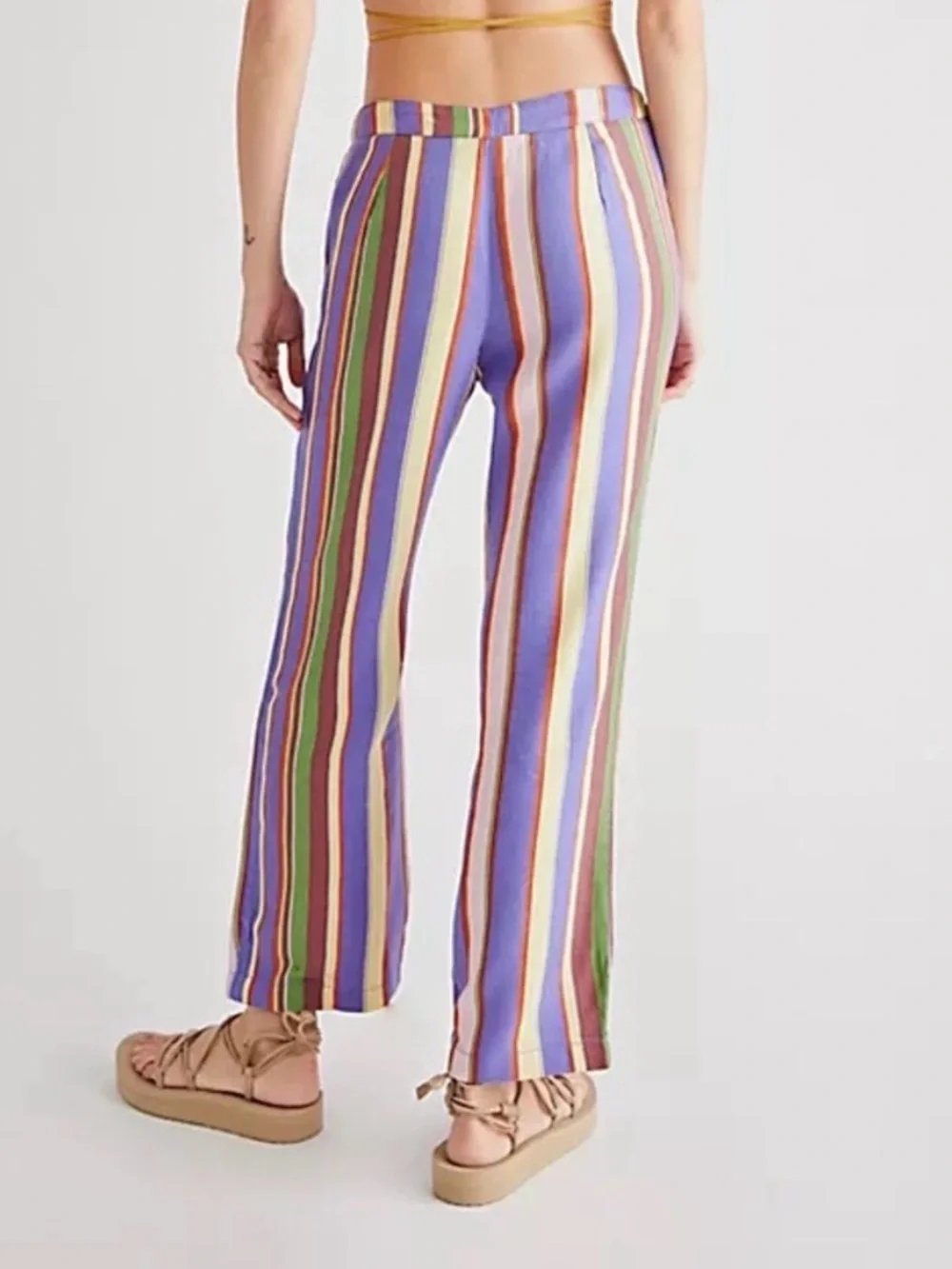 Free People La Paz Slim Striped Purple Wide-Leg Women’s Pants